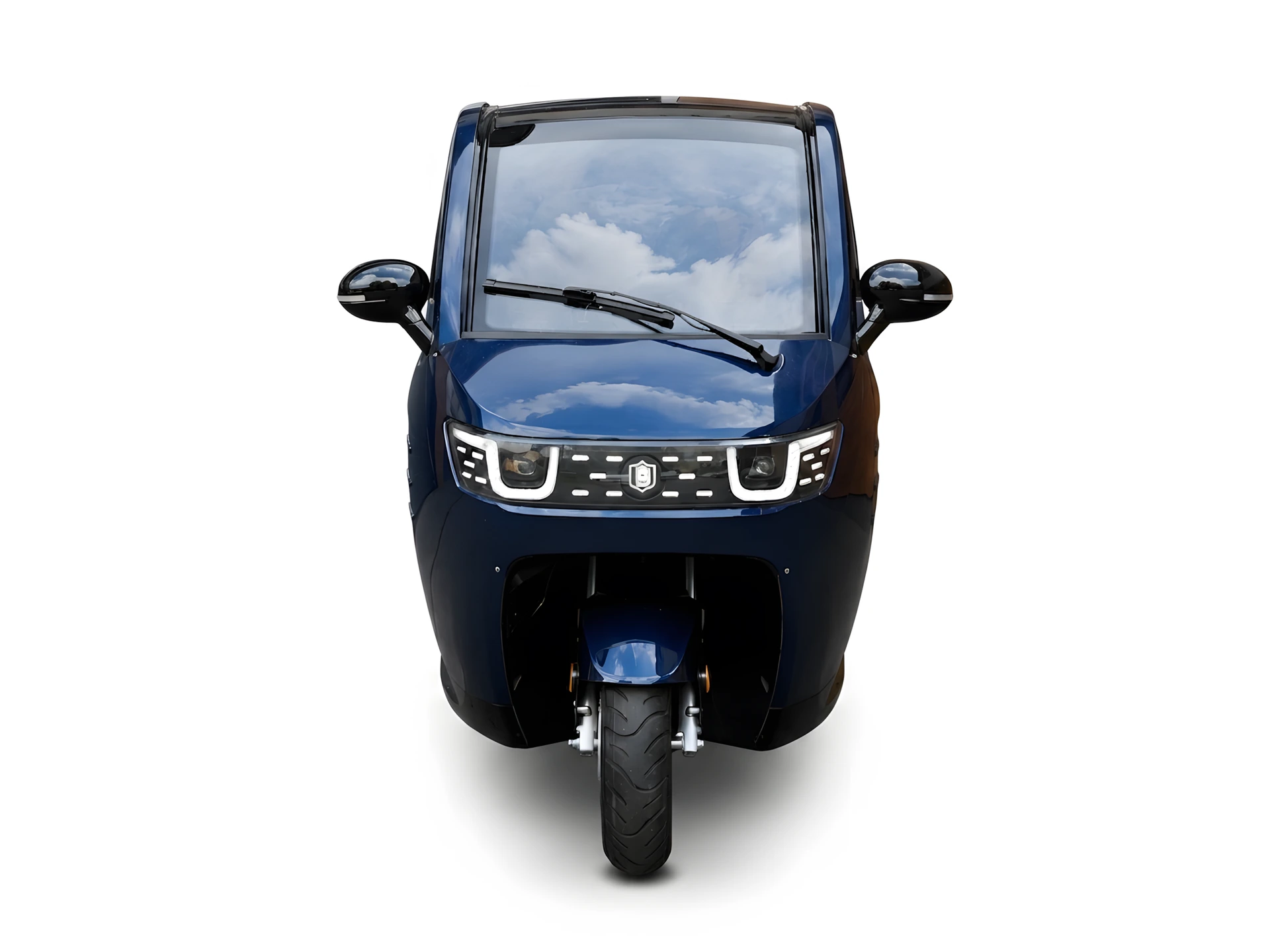 Blå LUXCAP kabinescooter set direkte forfra